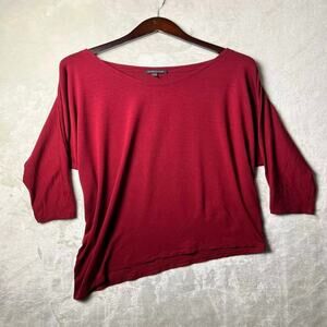 Eileen Fisher Crimson Asymmetrical Top Women's L Soft Stretch Elevated Blouse